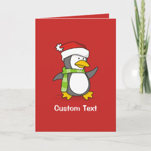 Cartes Pour Fêtes Annuelles Pingouin de Noël marchant sur la neige