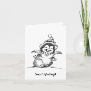Cartes Pour Fêtes Annuelles Pingouin de Noël mignon, Joyeux bébé oiseau