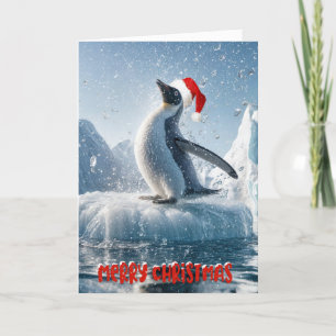 Cartes Pour Fêtes Annuelles Pingouin De Noël Sur Un Iceberg