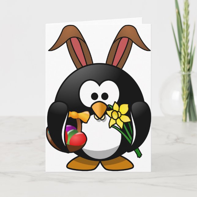 Cartes Pour Fêtes Annuelles Pingouin de Pâques (Devant)