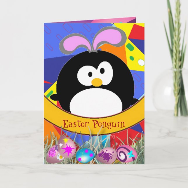 Cartes Pour Fêtes Annuelles Pingouin de Pâques (Devant)
