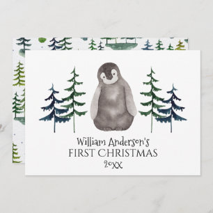Cartes Pour Fêtes Annuelles Pingouin et arbre de Noël personnalisés 