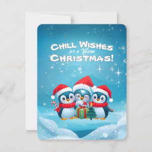 Cartes Pour Fêtes Annuelles Pingouin festif jolie scène de Noël