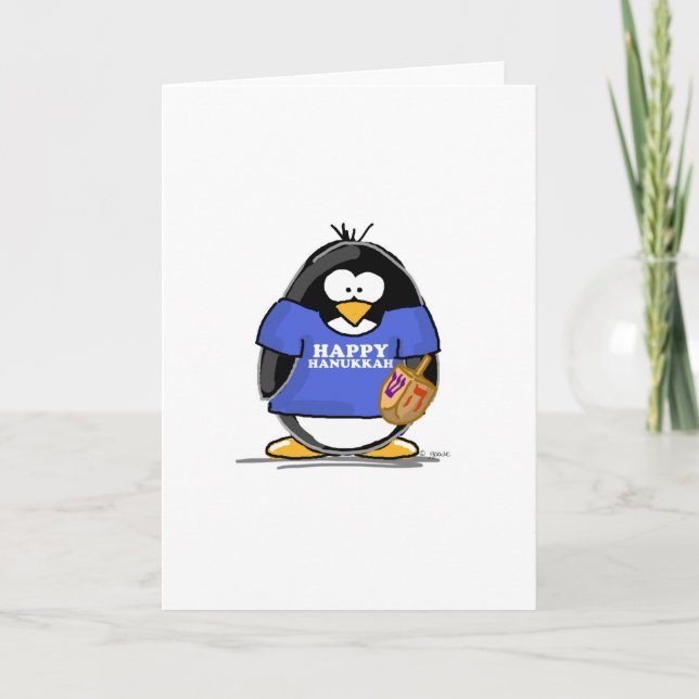 Cartes Pour Fêtes Annuelles Pingouin heureux de Hanoukka (Devant)