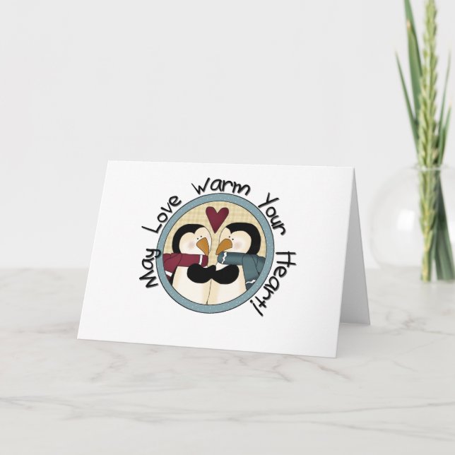 Cartes Pour Fêtes Annuelles Pingouin Love T-shirts et cadeaux de vacances (Devant)