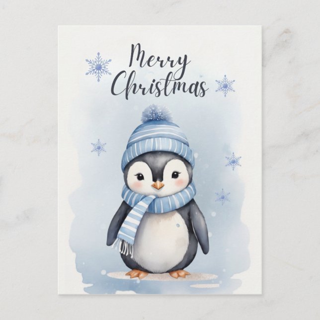 Cartes Pour Fêtes Annuelles "Pingouin mignon" (Devant)