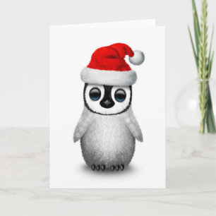 Cartes Pour Fêtes Annuelles Pingouin mignon de bébé portant un blanc de