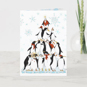 Cartes Pour Fêtes Annuelles Pingouin Noël Arbre amusant Dessin de vacances