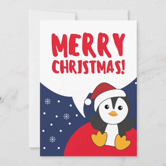 Cartes Pour Fêtes Annuelles Pingouin Noël Neige Hiver Animaux Penguins Hol (Devant)