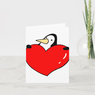 Cartes Pour Fêtes Annuelles Pingouin tenant la conception mignonne de coeur