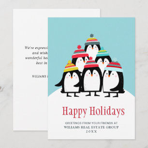 Cartes Pour Fêtes Annuelles Pingouins amusants Noël Accueil d'entreprise