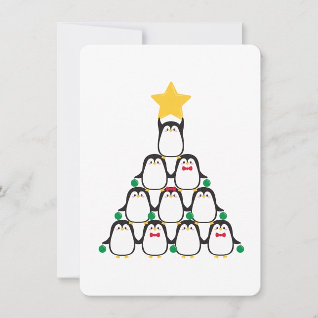 Cartes Pour Fêtes Annuelles Pingouins arbre de Noël - (Devant)