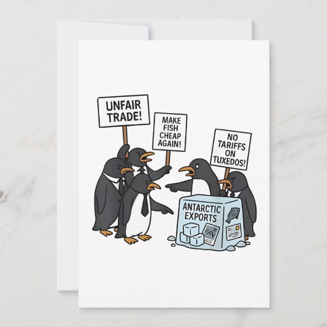 Cartes Pour Fêtes Annuelles Pingouins contre les tarifs douaniers anti-Trump (Devant)