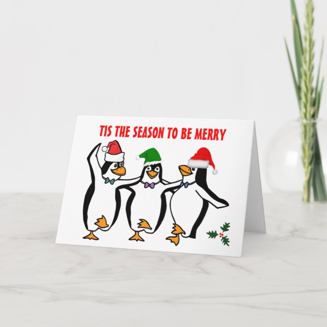 Cartes Pour Fêtes Annuelles Pingouins Dansants De Noël Cette Saison D'Être Joy (Devant)