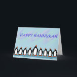 Cartes Pour Fêtes Annuelles Pingouins de Hannukah<br><div class="desc">Les pingouins représentent les bougies de manorah de Hannukah.</div>