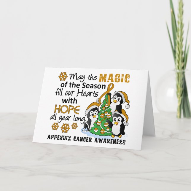 Cartes Pour Fêtes Annuelles Pingouins de Noël Annexe Cancer (Devant)
