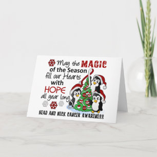 Cartes Pour Fêtes Annuelles Pingouins de Noël Cancer de la tête et du cou