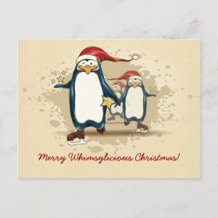 Cartes Pour Fêtes Annuelles Pingouins de patinage de Noël