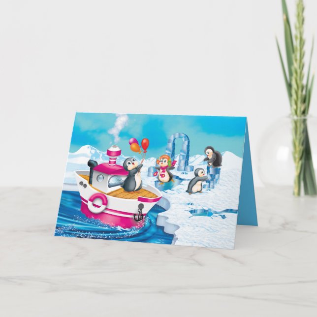 Cartes Pour Fêtes Annuelles pingouins en Antarctique (Devant)