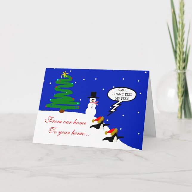 Cartes Pour Fêtes Annuelles Pingouins En Noël De Neige (Devant)
