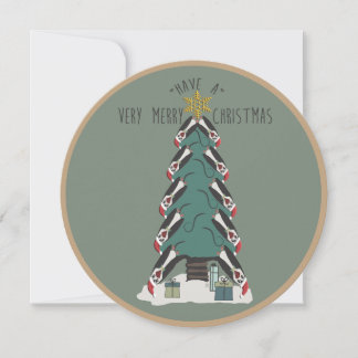 Cartes Pour Fêtes Annuelles Pingouins Peculiers Accrochés Autour De L'Arbre De