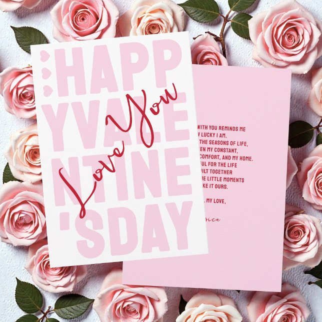 Cartes Pour Fêtes Annuelles Pink and Red Typography Happy Valentine's Day (Pink and Red Typography Happy Valentine's Day Holiday Card)