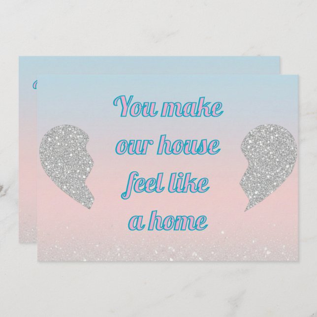 Cartes Pour Fêtes Annuelles Pink Blue Pastel Glitter Heart Valentines Day Card (Devant / Derrière)