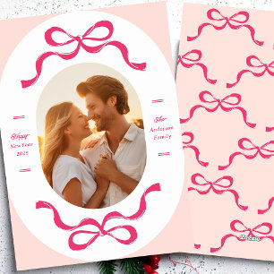Cartes Pour Fêtes Annuelles Pink Bonne année RIBBONS 2026 Photo