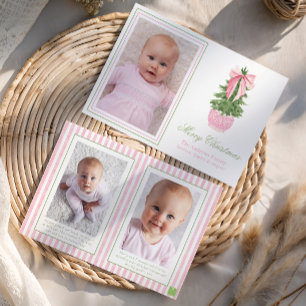 Cartes Pour Fêtes Annuelles Pink Bow Ginger Jar Christmas Tree Photo