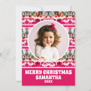 Cartes Pour Fêtes Annuelles Pink Christmas Nutcracker Ballerina Enfants Photo