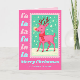 Cartes Pour Fêtes Annuelles Pink Fa La La Reindeer Noël Postage Timbre