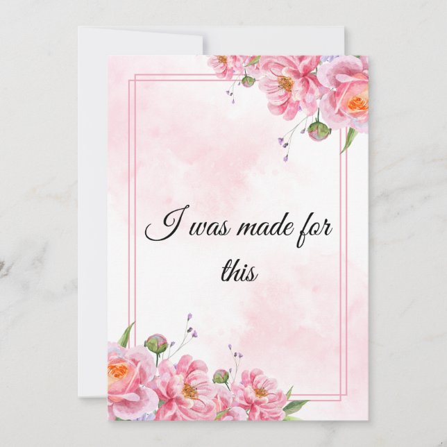 Cartes Pour Fêtes Annuelles Pink Floral Empowering Quote Art (Devant)