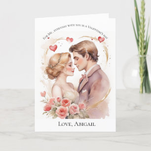 Cartes Pour Fêtes Annuelles Pink Heart couple Valentine's day card pour elle