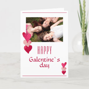 Cartes Pour Fêtes Annuelles Pink Heart Friend Photo Galentine`s Day