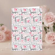 Pink Hearts Love Script Pattern Happy Valentine's 