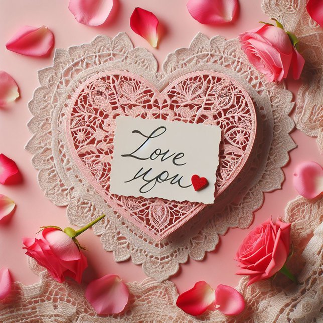 Cartes Pour Fêtes Annuelles Pink Lace Heart Lot Vous Remarquez VALENTINE (Créateur téléchargé)