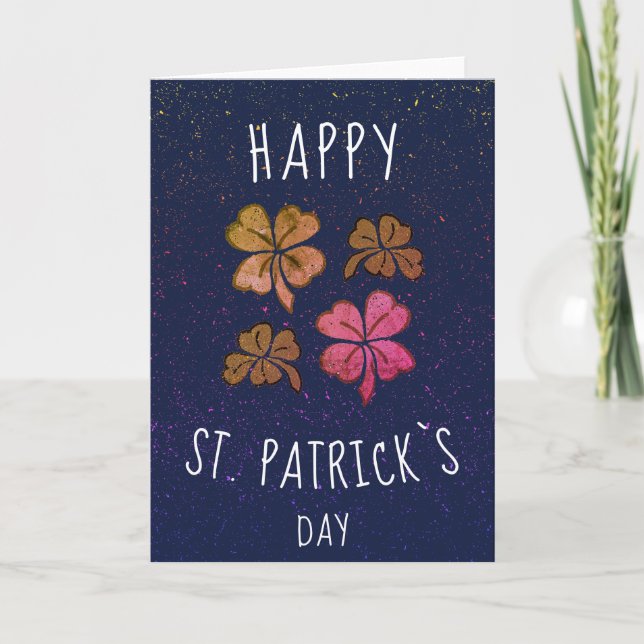 Cartes Pour Fêtes Annuelles Pink Lucky Shamrock Clover Joyeux St. Patrick's da (Devant)