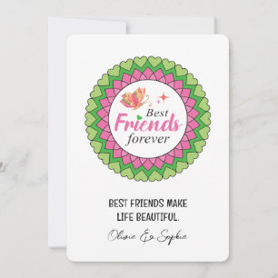 Cartes Pour Fêtes Annuelles Pink Mandala Meilleur Ami Personnalisé