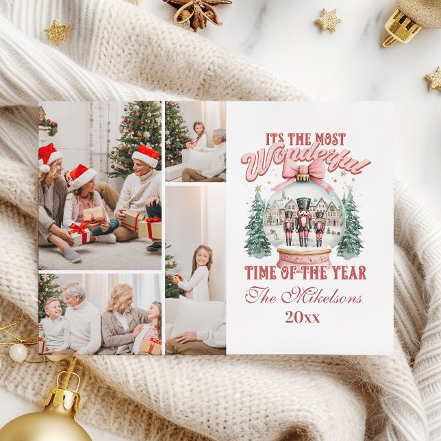 Cartes Pour Fêtes Annuelles Pink Nutcracker Noël 4 Photo Wonderland Gl (Créateur téléchargé)