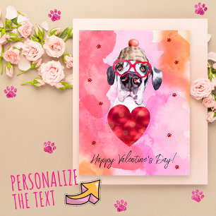 Cartes Pour Fêtes Annuelles Pink Orange Great Dane Valentine's Day Cadeau chie