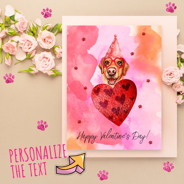 Cartes Pour Fêtes Annuelles Pink Orange Labrador Valentine's Day Gift Chig (Créateur téléchargé)