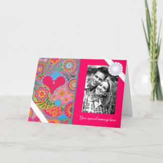 Cartes Pour Fêtes Annuelles Pink Paisley Garden Personalized Photo Valentine