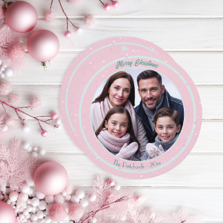Cartes Pour Fêtes Annuelles Pink Pastel Noël Famille Appartement de vacances