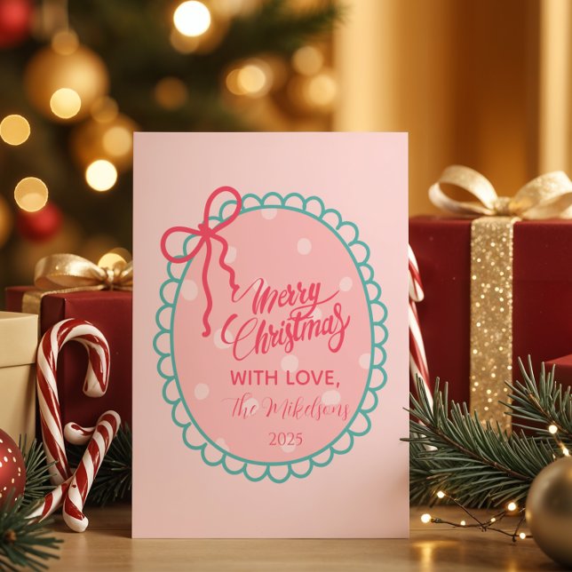 Cartes Pour Fêtes Annuelles Pink Polka Dot Christmas (Créateur téléchargé)