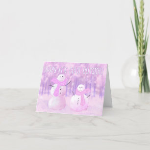 Cartes Pour Fêtes Annuelles Pink Purple Vintage Snowmen Customisé