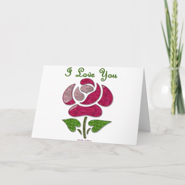 Cartes Pour Fêtes Annuelles Pink Stencil Rose I Love You (Devant)