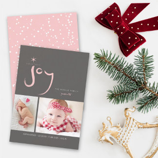 Cartes Pour Fêtes Annuelles Pink Sweetest Joy Cute Baby First Christmas Photo