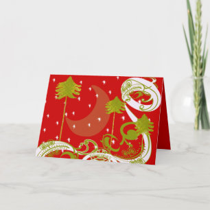 Cartes Pour Fêtes Annuelles Pins avec lune - Personnaliser la couleur de fond