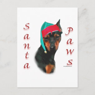 Cartes Pour Fêtes Annuelles Pinscher Miniature Père Noël Paws