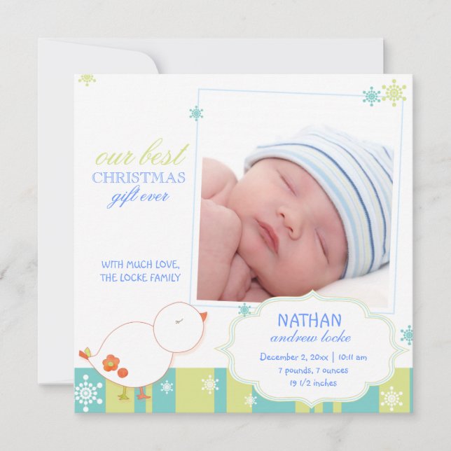 Cartes Pour Fêtes Annuelles Pip Pip Lil Bird Baby Boy Photo Bird Annonces (Devant)